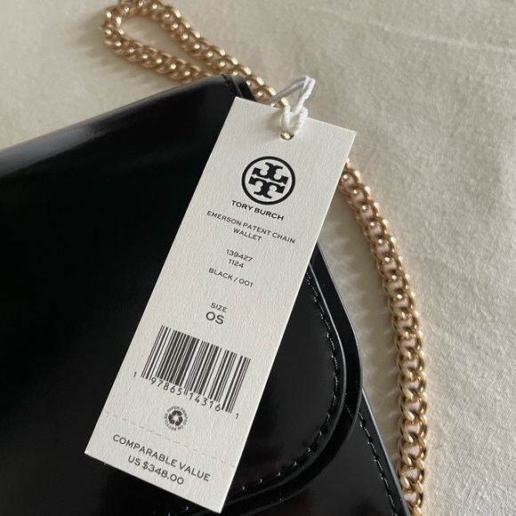 NWT , tory burch Emerson patent chain wallet ( black) - Picture 10 of 13